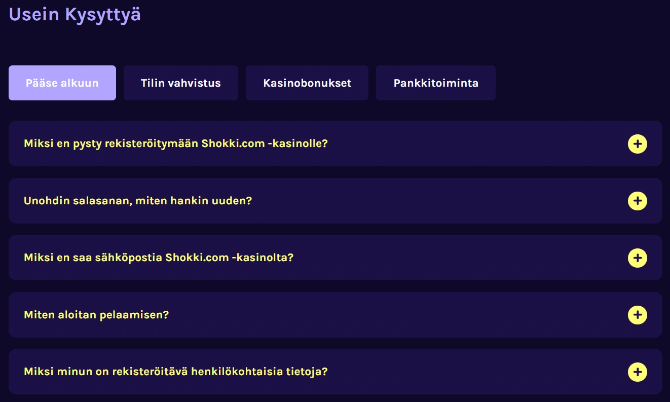 Shokki Casino Asiakaspalvelu